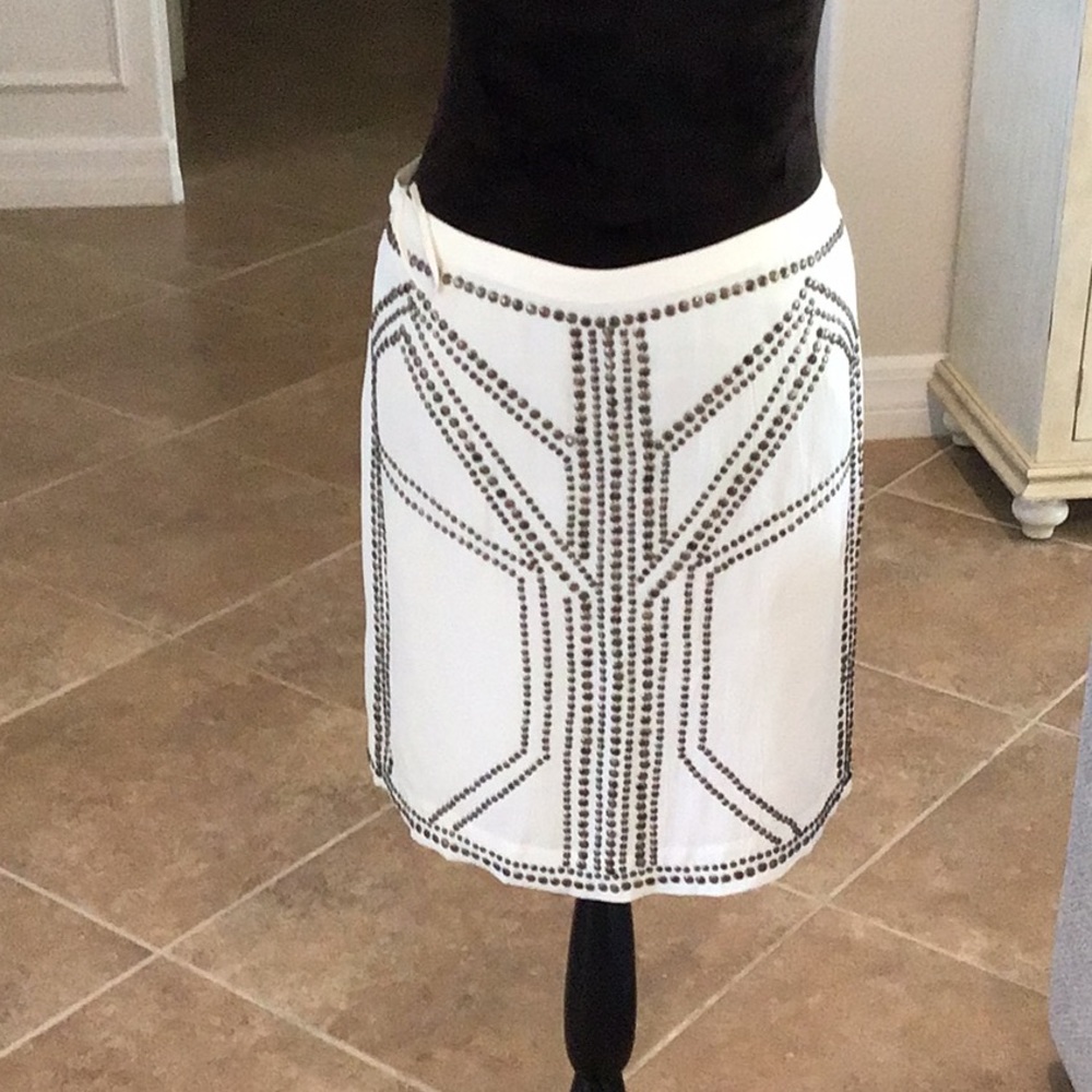 Stella Forest back zip studded skirt, cream color, size 38